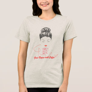 Anmut beginnt mit Coffee-Typografie Tri-Blend Shirt