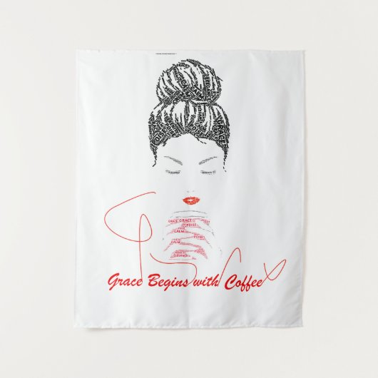 Anmut beginnt mit Coffee-Typografie Wandteppich (Vorderseite)
