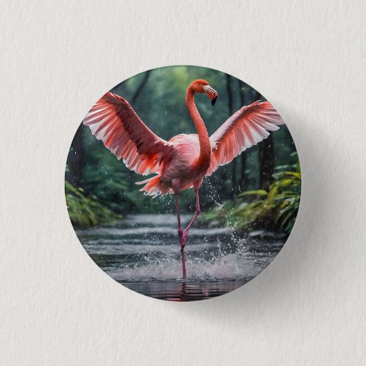 Anmut im Flug: Der Rosaflamingo Riverdance Button (Vorderseite)