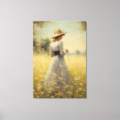 Anmut in der Natur: Frau in Wiesenölmalerei Leinwanddruck (Vorderseite)