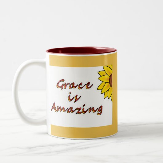 Anmut ist - Sonnenblume fantastisch Zweifarbige Tasse (Links)