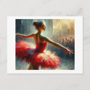 Anmutige Balletttänzerin in rotem Tutu, Postkarte