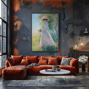 Anmutige Frau auf sonniger Wiese – Impressionistin Poster