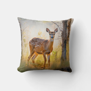 Anmutige Hirsche im Wald Naturdesign Kissen