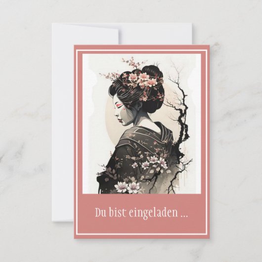 Anmutige japanische Geisha -  Einladung (Vorderseite)