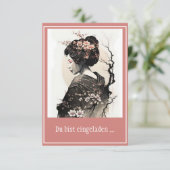 Anmutige japanische Geisha - Einladung (Stehend Vorderseite)