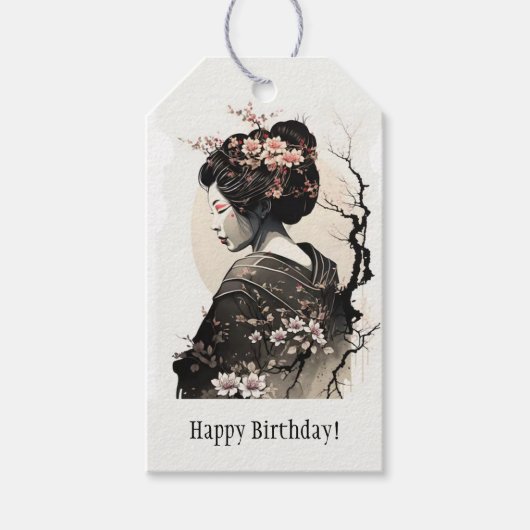 Anmutige japanische Geisha - Geschenkanhänger (Vorderseite)