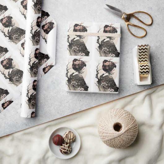 Anmutige japanische Geisha -  Geschenkpapier (Kunsthandwerk)