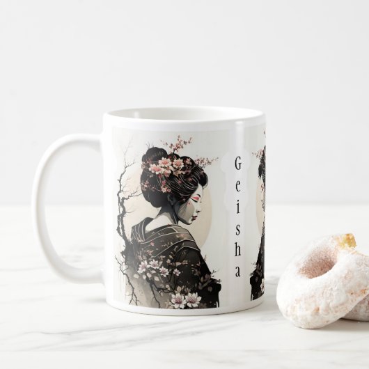 Anmutige japanische Geisha -  Kaffeetasse (Mit Donut)