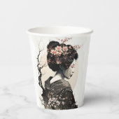 Anmutige japanische Geisha - Pappbecher (Rückseite)