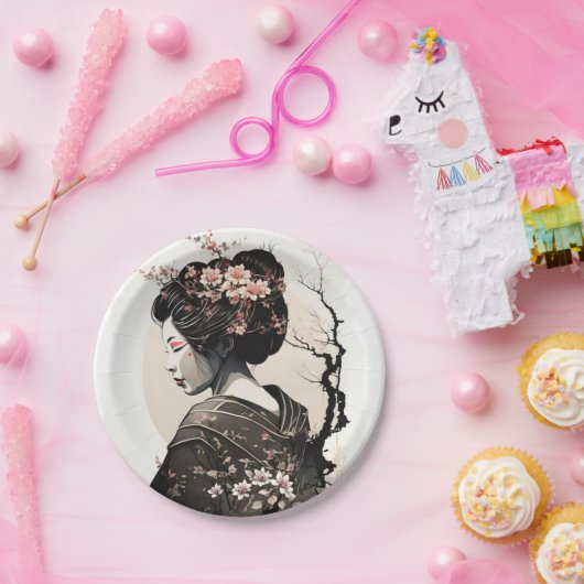 Anmutige japanische Geisha -  Pappteller (Party)