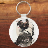 Anmutige japanische Geisha - Schlüsselanhänger (Vorderseite)
