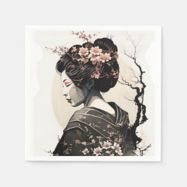 Anmutige japanische Geisha - Serviette