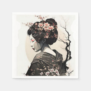 Anmutige japanische Geisha - Serviette
