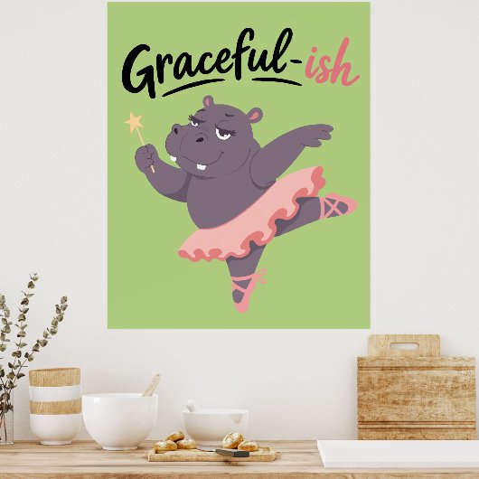 Anmutige Nilpferdballerina Poster (Küche)