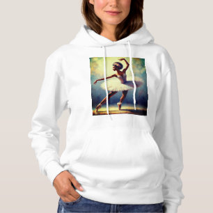 Anmutige schwarze Ballerina in Bewegung Hoodie