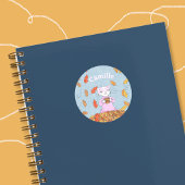 Anmutiger Katzen-Fall-Kind-Sticker mit Namen Runder Aufkleber