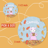 Anmutiger Katzen-Fall-Kind-Sticker mit Namen Runder Aufkleber
