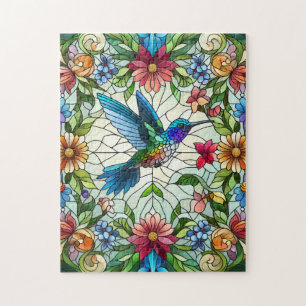 Anmutiger Kolibri mit Bleiglas-Effekt Puzzle