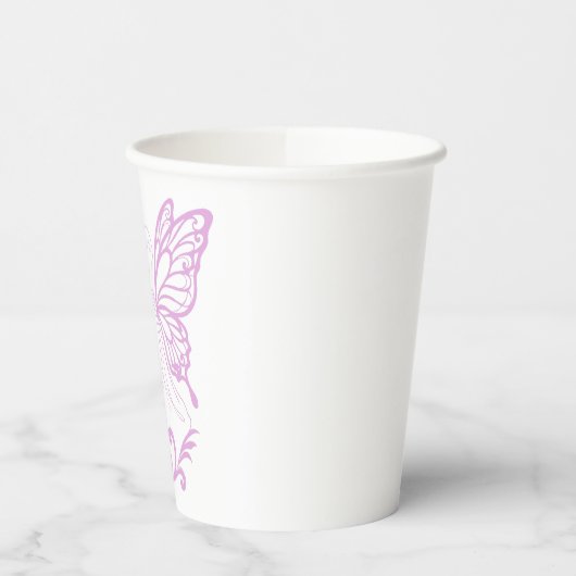 Anmutiger Schwan mit Schmetterlingsflügeln Pappbecher (Links)