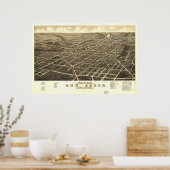 Ann Arbor Michigan 1880 Antique Panorama Karte Poster (Küche)