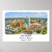 Ann Arbor Michigan Poster, Aquarell, Maßgeschneide Poster (Vorne)