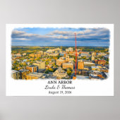 Ann Arbor Michigan Poster, Aquarell, Maßgeschneide Poster (Vorne)