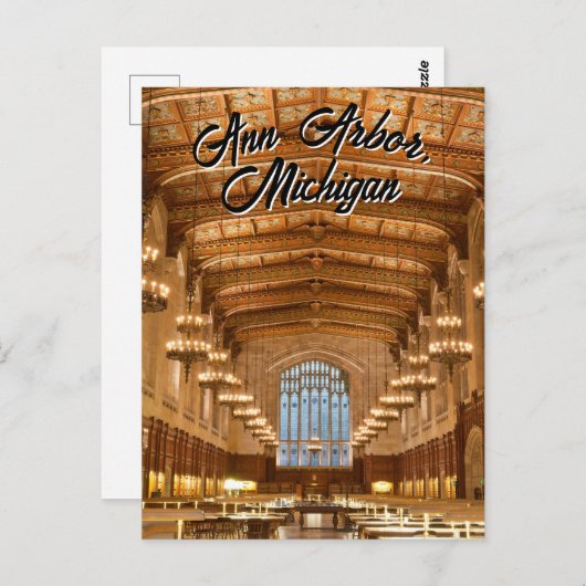 Ann Arbor, Michigan Quad Library Postcard Postkarte (Vorne/Hinten)