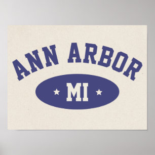 Ann Arbor, Michigan Retro College Typography Druck Poster