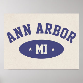 Ann Arbor, Michigan Retro College Typography Print Poster