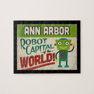 Ann Arbor Michigan Roboter - Lustige Vintage Puzzle