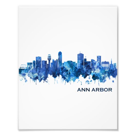 Ann Arbor Michigan Skyline Blue Fotodruck (Vorne)