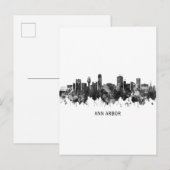 Ann Arbor Michigan Skyline BW Einladungspostkarte (Vorne/Hinten)