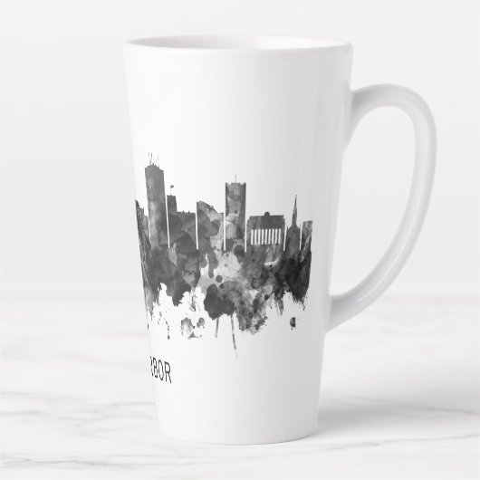 Ann Arbor Michigan Skyline BW Milchtasse (Rechts)