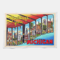 Ann Arbor Michigan Vintage große Brief Postkarte