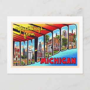 Ann Arbor Michigan Vintage große Buchstaben Postka Postkarte