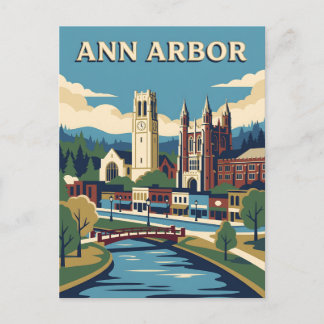 Ann Arbor Michigan Vintage Retro Reiseplakat Postkarte