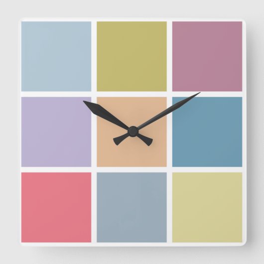 Ann Arbor Pastel Chalk Squares Quadratische Wanduhr (Vorderseite)