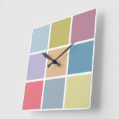 Ann Arbor Pastel Chalk Squares Quadratische Wanduhr (Winkel)