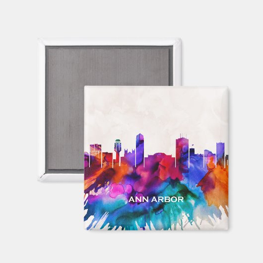 Ann Arbor Skyline Magnet (Vorderseite/Rückseite)