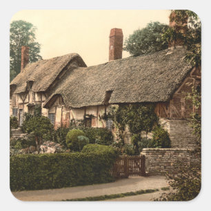 Ann Hathaway-Cottage, Stratford-on-Avon, England Quadratischer Aufkleber