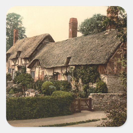 Ann Hathaway's Hütte, Stratford-on-Avon, England Quadratischer Aufkleber (Vorderseite)