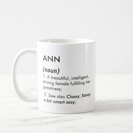 Ann Name, Editierbarer Name, Benutzerdefinierter N Kaffeetasse (Links)
