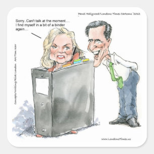 Ann Romney in einem Binder Funny Gaben T-Shirts & Quadratischer Aufkleber