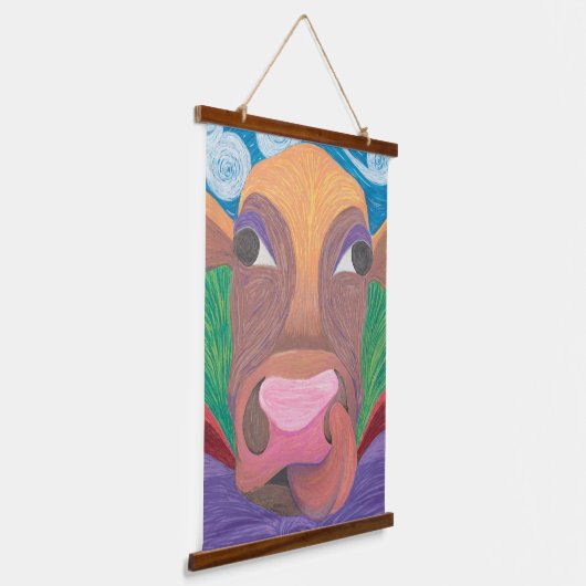 Anna Belle, die Kuh Wandteppich Mit Holzrahmen (Gewinkelt)