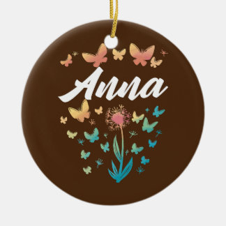 Anna Birthday Sister Butterfly Dandelion Name Keramik Ornament