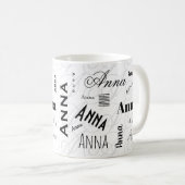 Anna Custom Name  Black White Coffee Mug Kaffeetasse (VorderseiteRechts)
