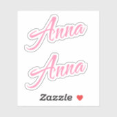 Anna Decorative Name in Pink x2 Aufkleber (Blatt)