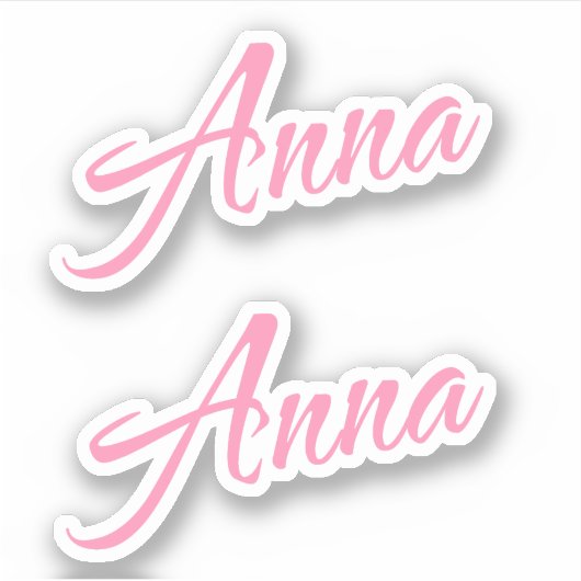 Anna Decorative Name in Pink x2 Aufkleber (Vorderseite)