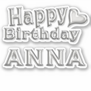 Anna Happy Birthday silver Aufkleber Sticker